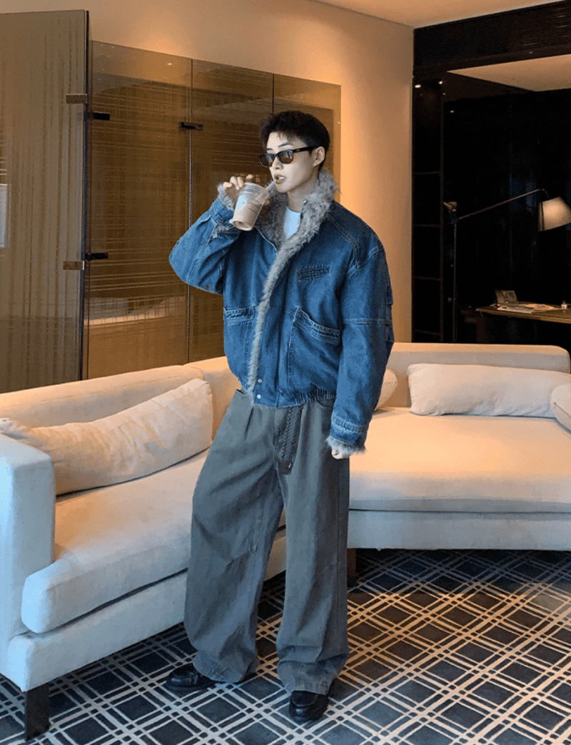 ボアライナー デニムワーク中綿ブルゾン OR4846 - 韓国メンズファッション通販 - ORUN - 