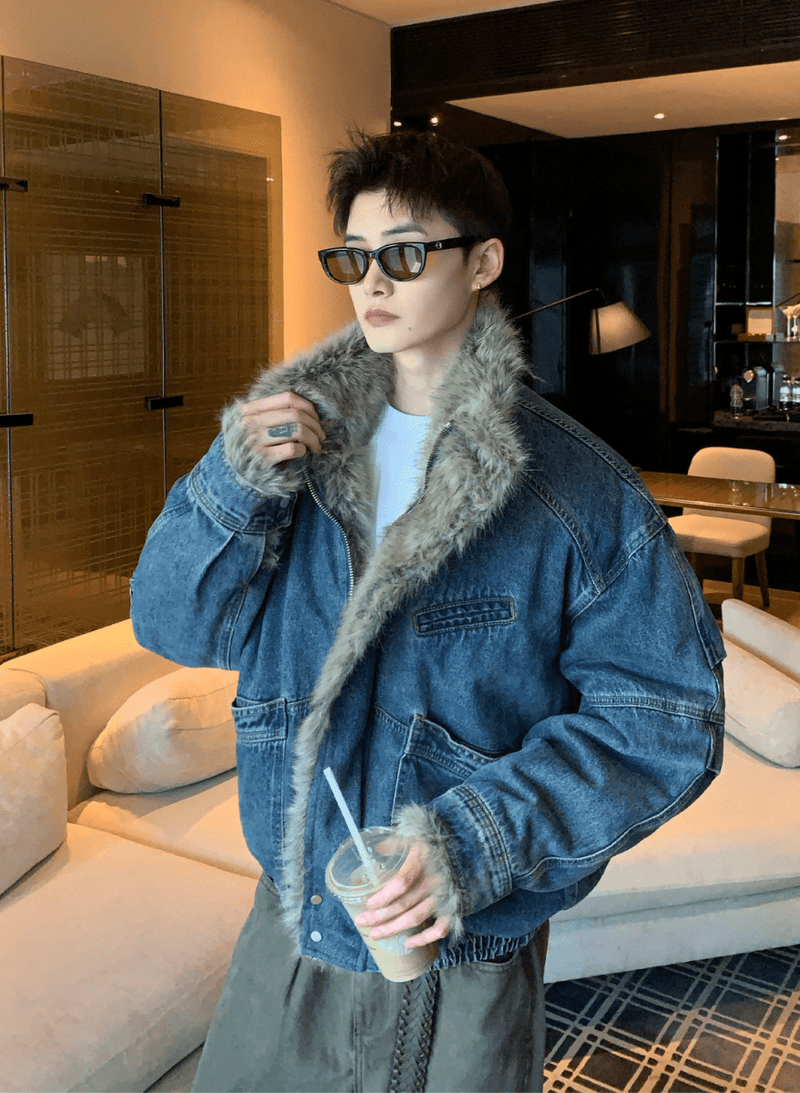 ボアライナー デニムワーク中綿ブルゾン OR4846 - 韓国メンズファッション通販 - ORUN - 