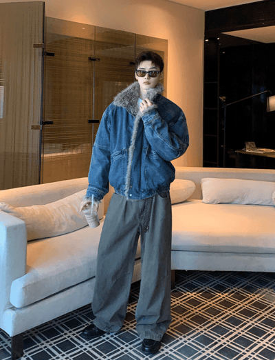 ボアライナー デニムワーク中綿ブルゾン OR4846 - 韓国メンズファッション通販 - ORUN - 