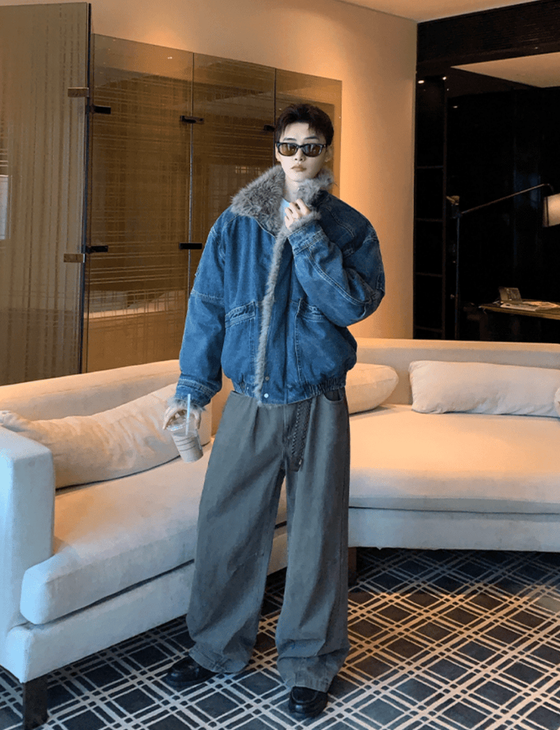 ボアライナー デニムワーク中綿ブルゾン OR4846 - 韓国メンズファッション通販 - ORUN - 