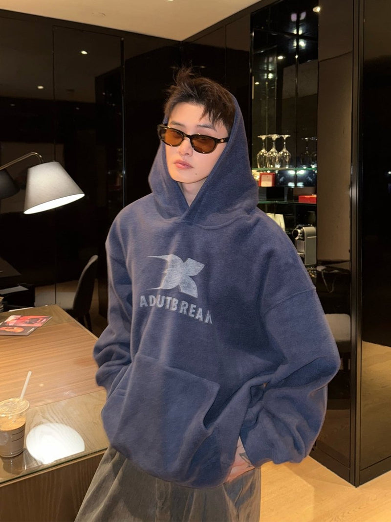 レトロロゴ起毛シルクウールフーディ OR4853 - 韓国メンズファッション通販 - ORUN - 