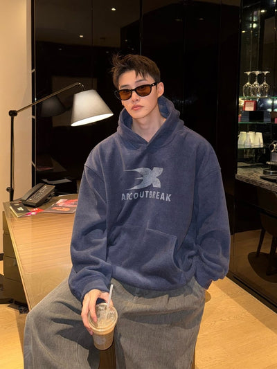 レトロロゴ起毛シルクウールフーディ OR4853 - 韓国メンズファッション通販 - ORUN - 