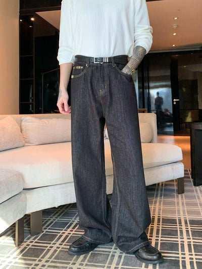 ハンドステッチ原色ワイドストレートデニム OR4854 - 韓国メンズファッション通販 - ORUN - 