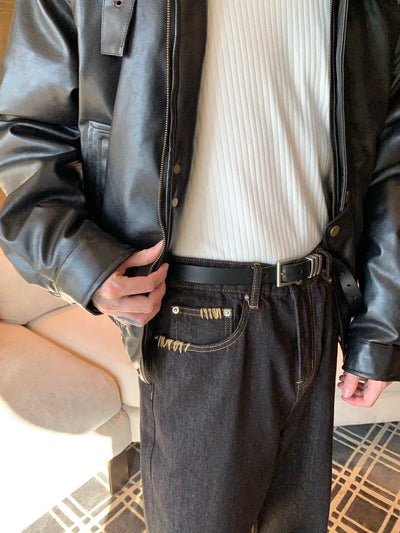 ハンドステッチ原色ワイドストレートデニム OR4854 - 韓国メンズファッション通販 - ORUN - 