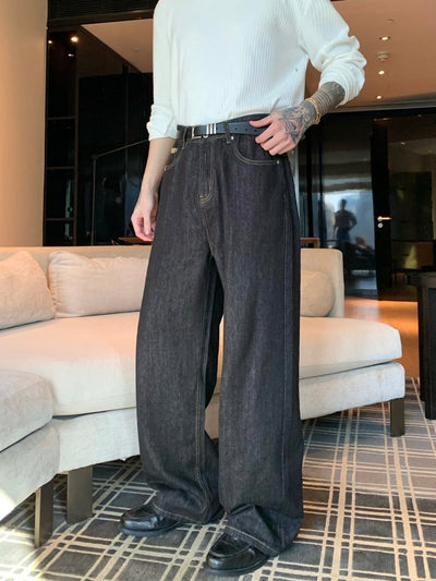 ハンドステッチ原色ワイドストレートデニム OR4854 - 韓国メンズファッション通販 - ORUN - 