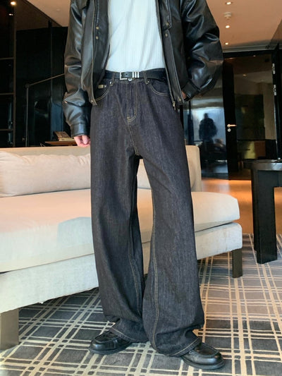 ハンドステッチ原色ワイドストレートデニム OR4854 - 韓国メンズファッション通販 - ORUN - 