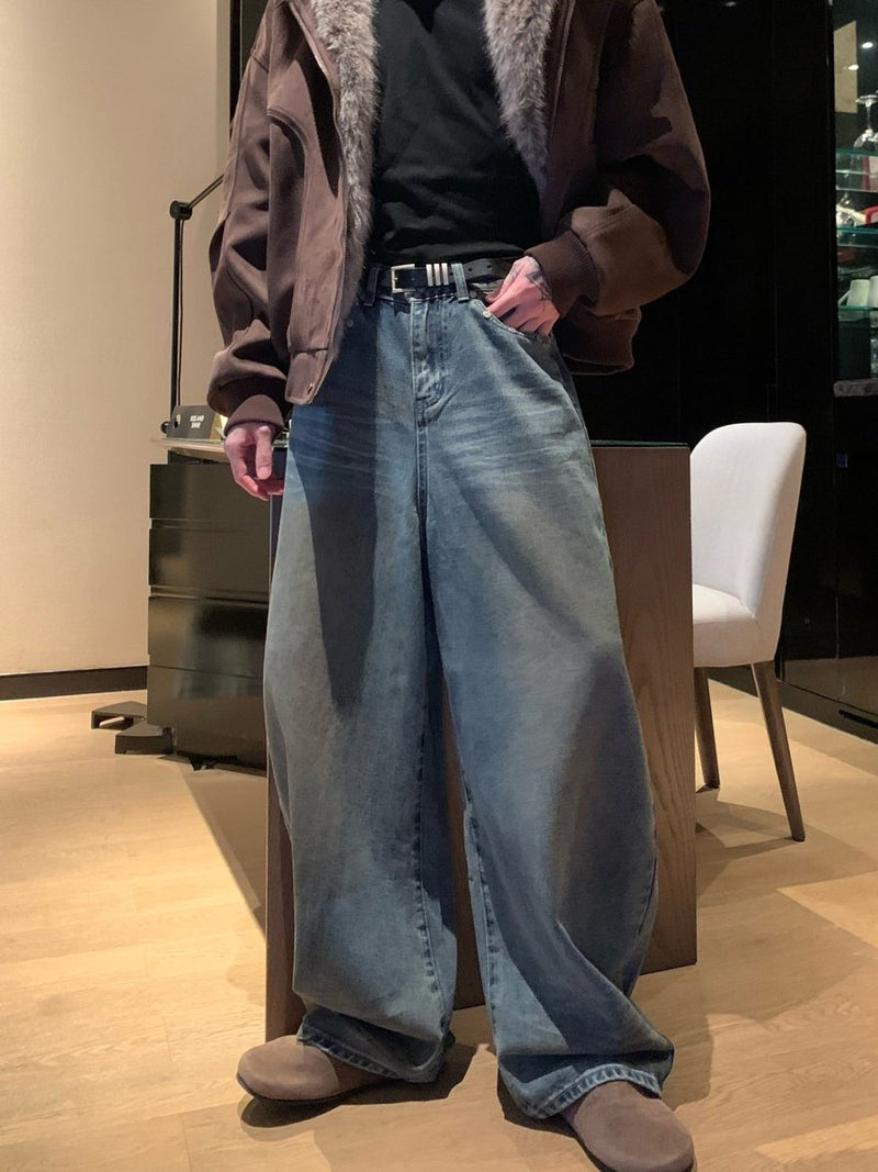 ヴィンテージウォッシュパッチワイドデニム OR4855 - 韓国メンズファッション通販 - ORUN - 