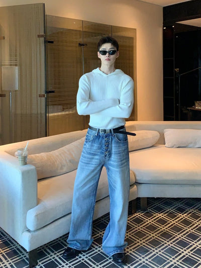 マルチボタン猫ヒゲストレートボタンフライデニム OR4856 - 韓国メンズファッション通販 - ORUN - 