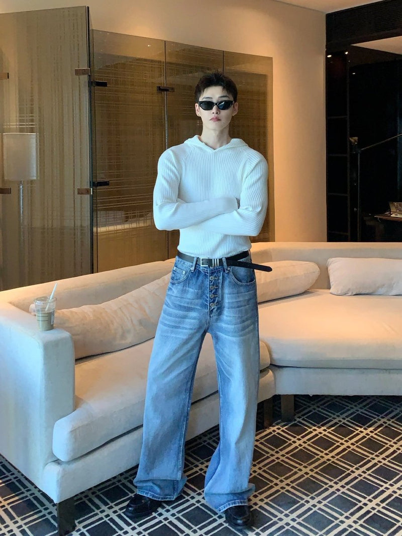 マルチボタン猫ヒゲストレートボタンフライデニム OR4856 - 韓国メンズファッション通販 - ORUN - 