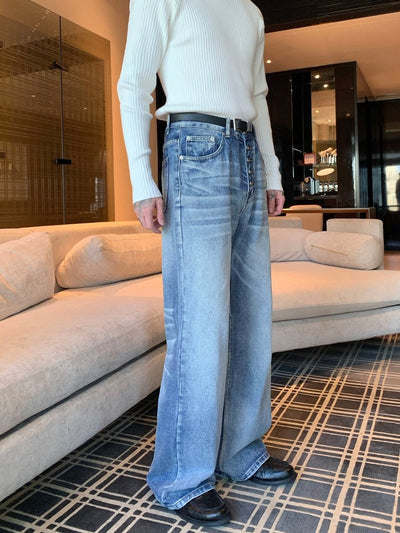 マルチボタン猫ヒゲストレートボタンフライデニム OR4856 - 韓国メンズファッション通販 - ORUN - 