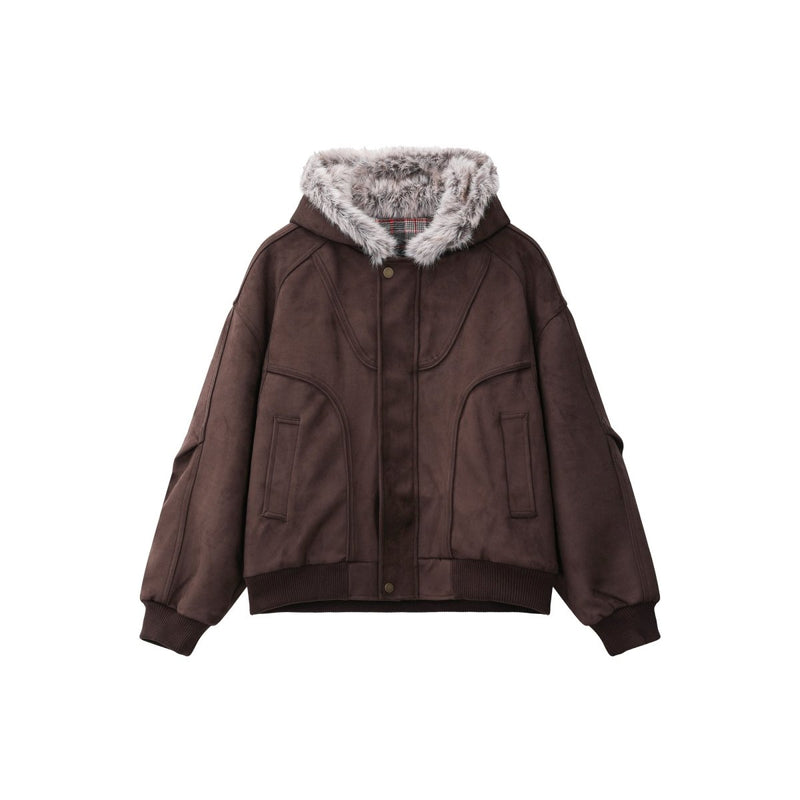 フェイクスエードボアフードエアリーコート OR4859 - 韓国メンズファッション通販 - ORUN - 