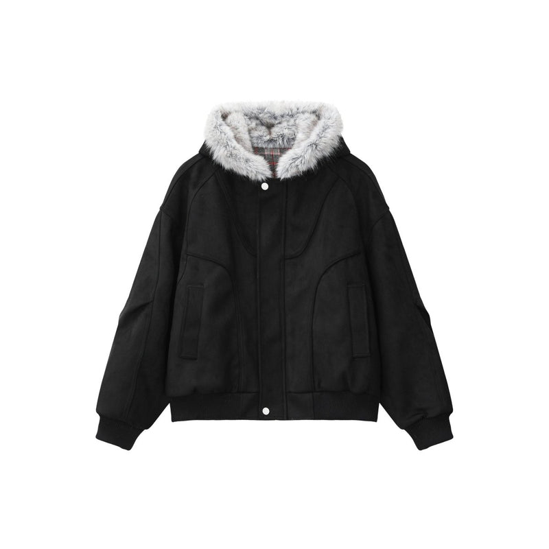 フェイクスエードボアフードエアリーコート OR4859 - 韓国メンズファッション通販 - ORUN - 