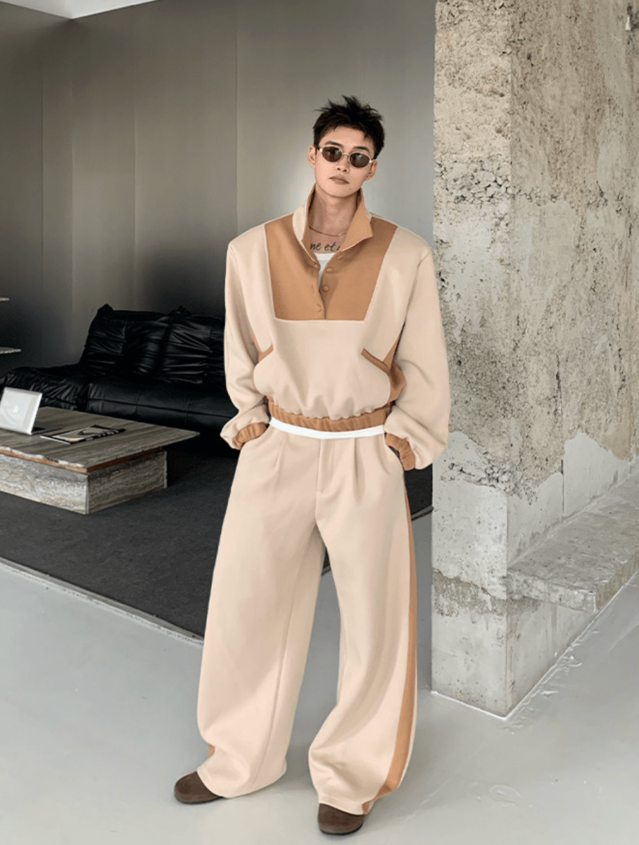 コントラストデザインショルダーパッドスウェットセットアップ OR4905