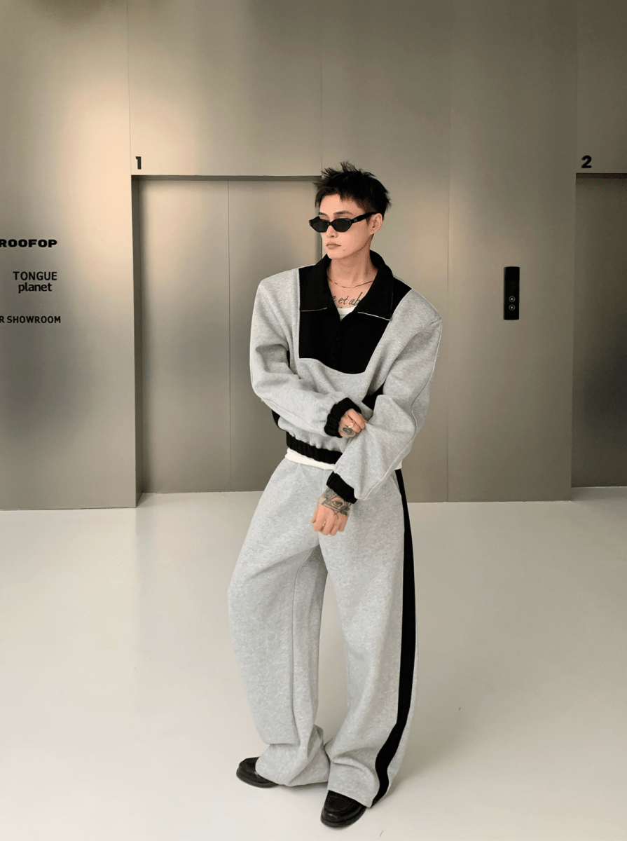 コントラストデザインショルダーパッドスウェットセットアップ OR4905