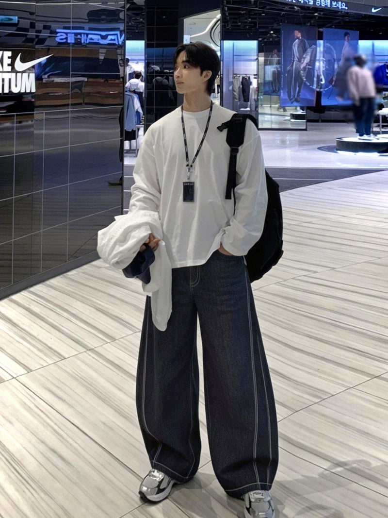 カーブシルエット ワイドデニムパンツ OR5104 – 韓国メンズ