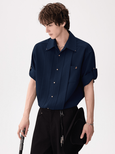 バイカラー・ダブルカラー 半袖ニットTシャツ OR5286 – 韓国メンズ