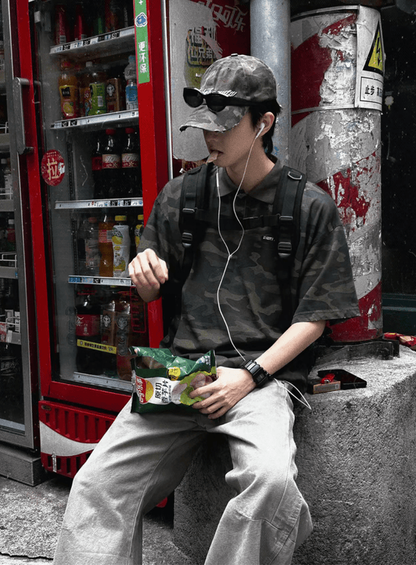 カモフラージュ柄・ポロカラー半袖シャツ OR5363