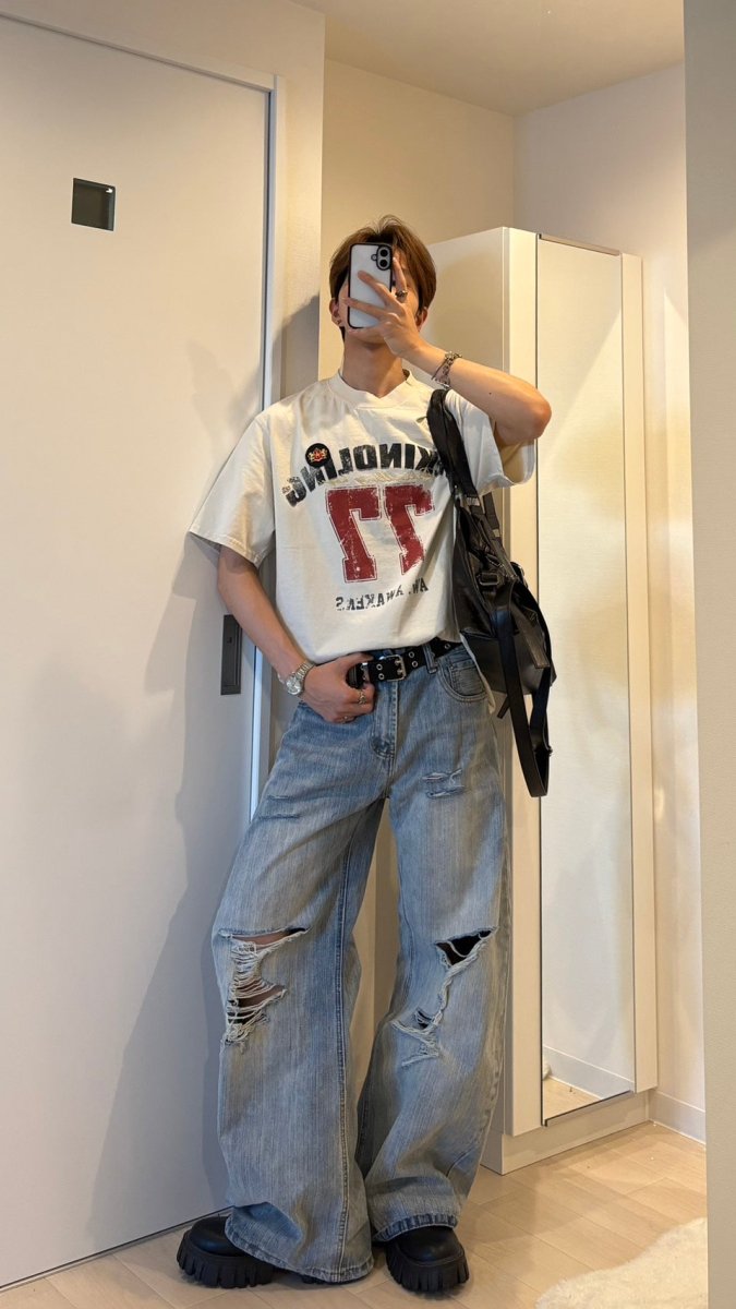 Heavy Damage Wide Denim / ヘビーダメージワイドデニム glamb グラム 