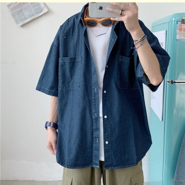 Oversized denim short sleeve jacket OR4470
