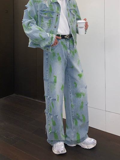 Painted wide denim pants OR2822 - ORUN