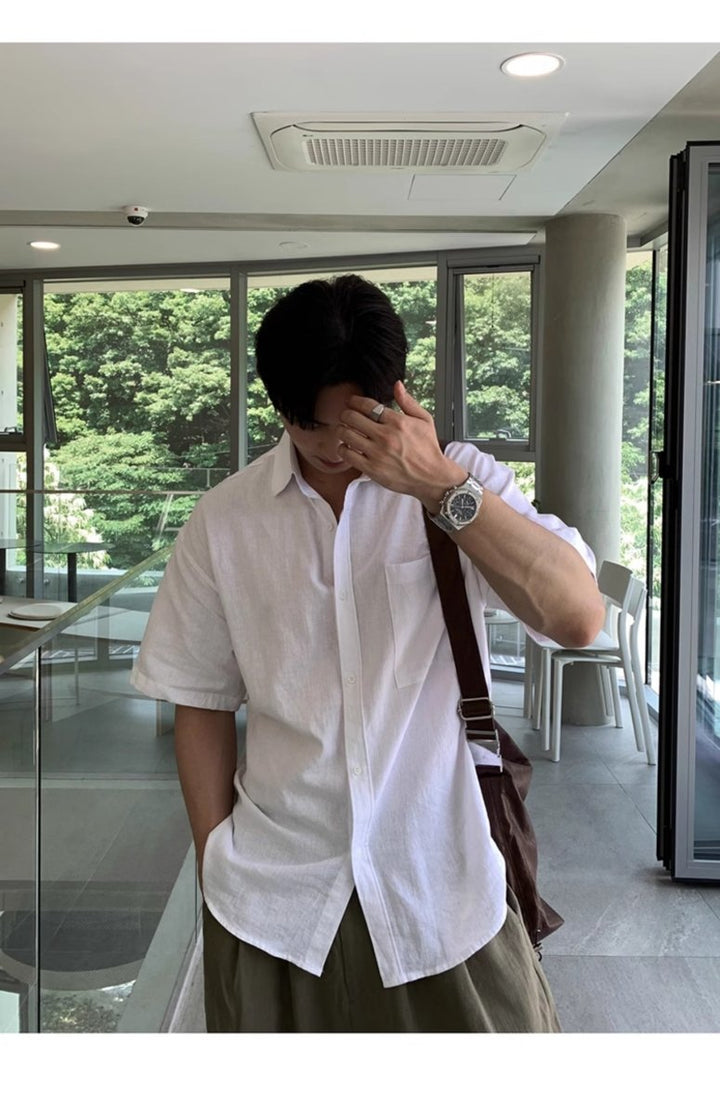 Plain short sleeve shirt OR3287 – 韓国メンズファッション通販 - ORUN -
