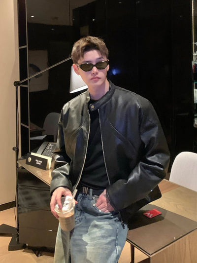 ミニマルスタンドPUレザーライダーズ OR4841 - 韓国メンズファッション通販 - ORUN - 