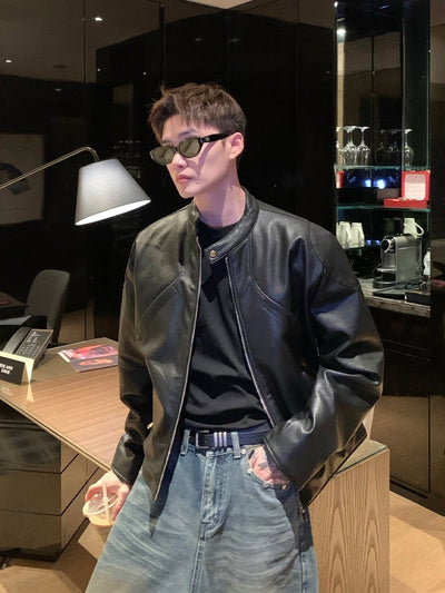 ミニマルスタンドPUレザーライダーズ OR4841 - 韓国メンズファッション通販 - ORUN - 