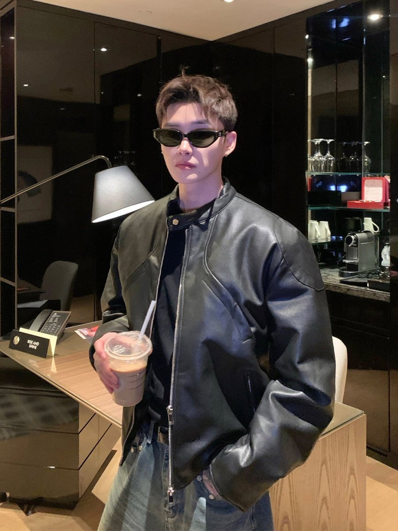 ミニマルスタンドPUレザーライダーズ OR4841 - 韓国メンズファッション通販 - ORUN - 