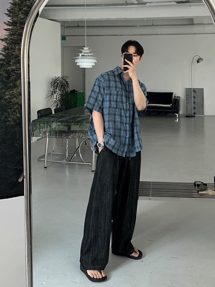 Retro blue plaid shirt OR3289 - ORUN