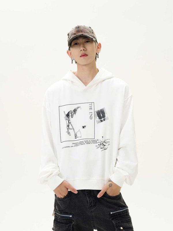 Retro design print hoodie OR3532
