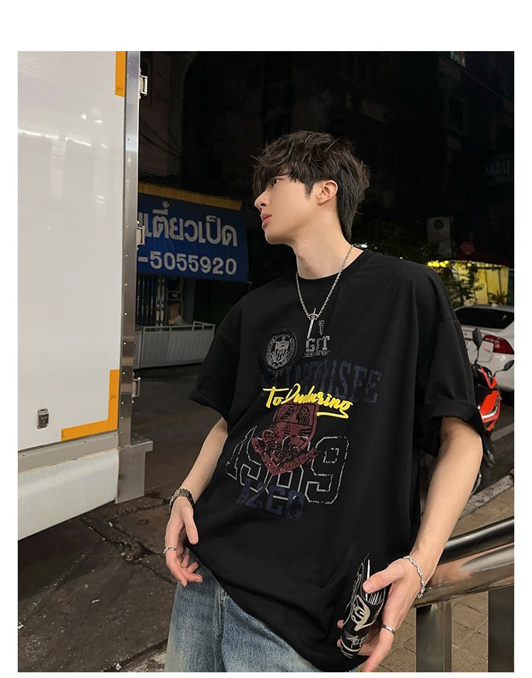 Retro print T-shirt OR4218 - ORUN