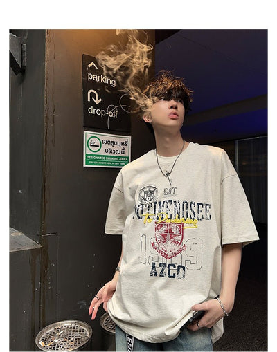 Retro print T-shirt OR4218 - ORUN