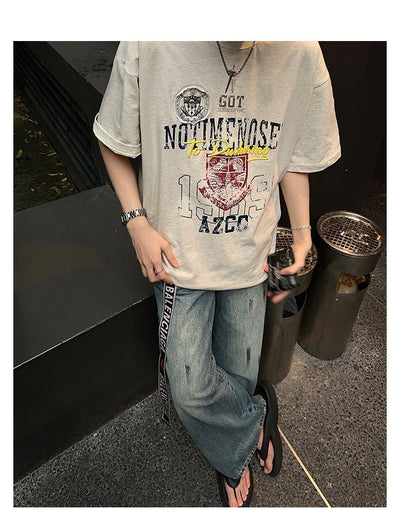 Retro print T-shirt OR4218 - ORUN