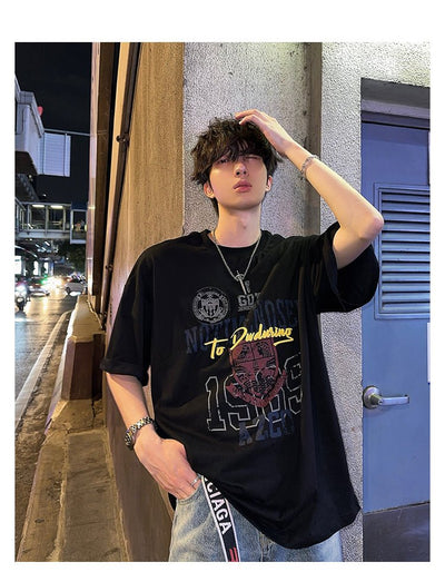 Retro print T-shirt OR4218 - ORUN