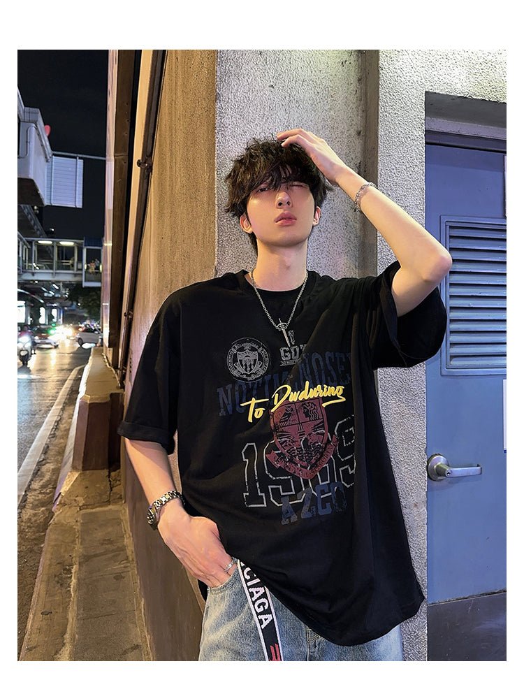 Retro print T-shirt OR4218 - ORUN