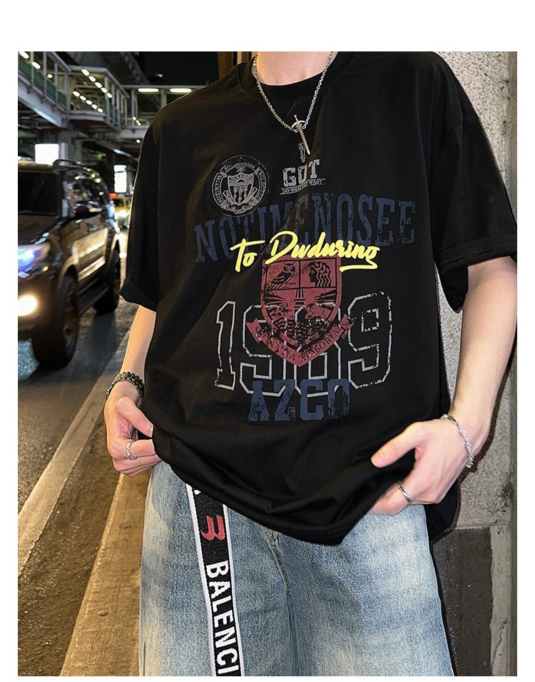 Retro print T-shirt OR4218 - ORUN