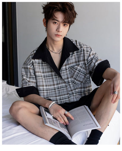 Reversible check shirt OR4393 - 韓国メンズファッション通販 - ORUN - 