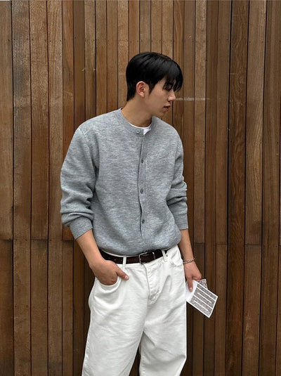 Round neck knit cardigan OR3707 - ORUN