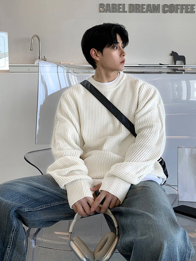 Round neck knit sweater OR4662 - 韓国メンズファッション通販 - ORUN - 