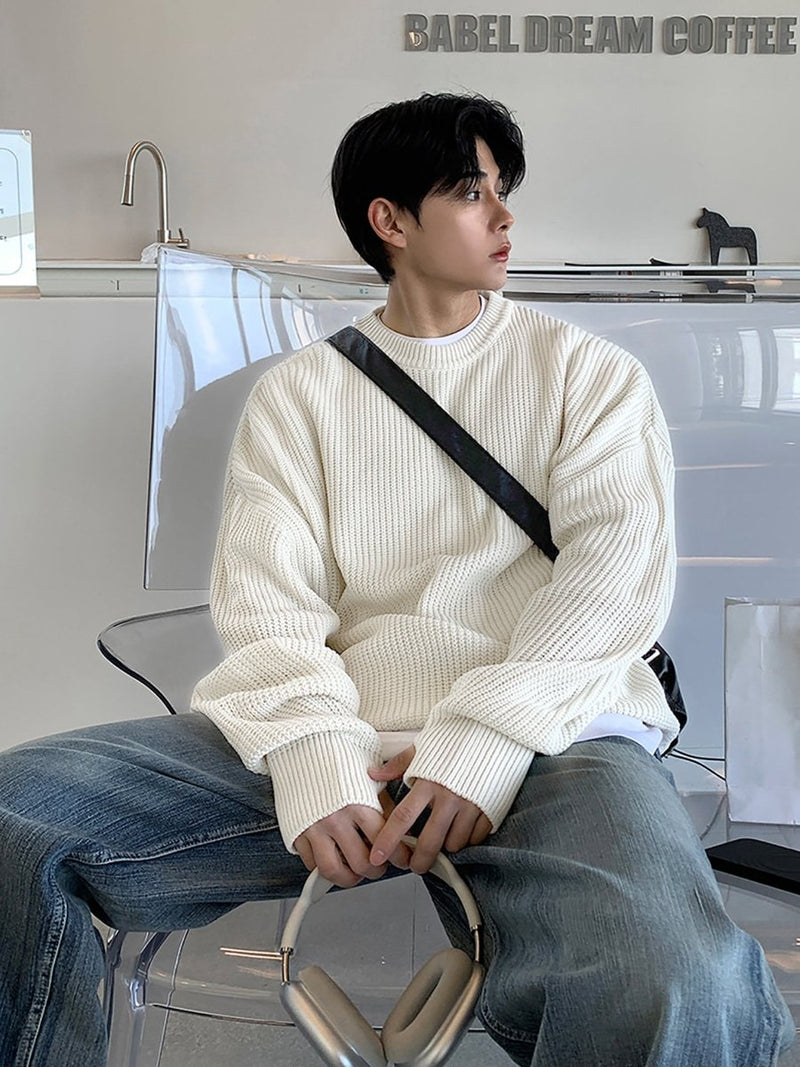 Round neck knit sweater OR4662 - 韓国メンズファッション通販 - ORUN - 