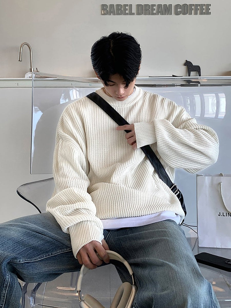 Round neck knit sweater OR4662 - 韓国メンズファッション通販 - ORUN - 