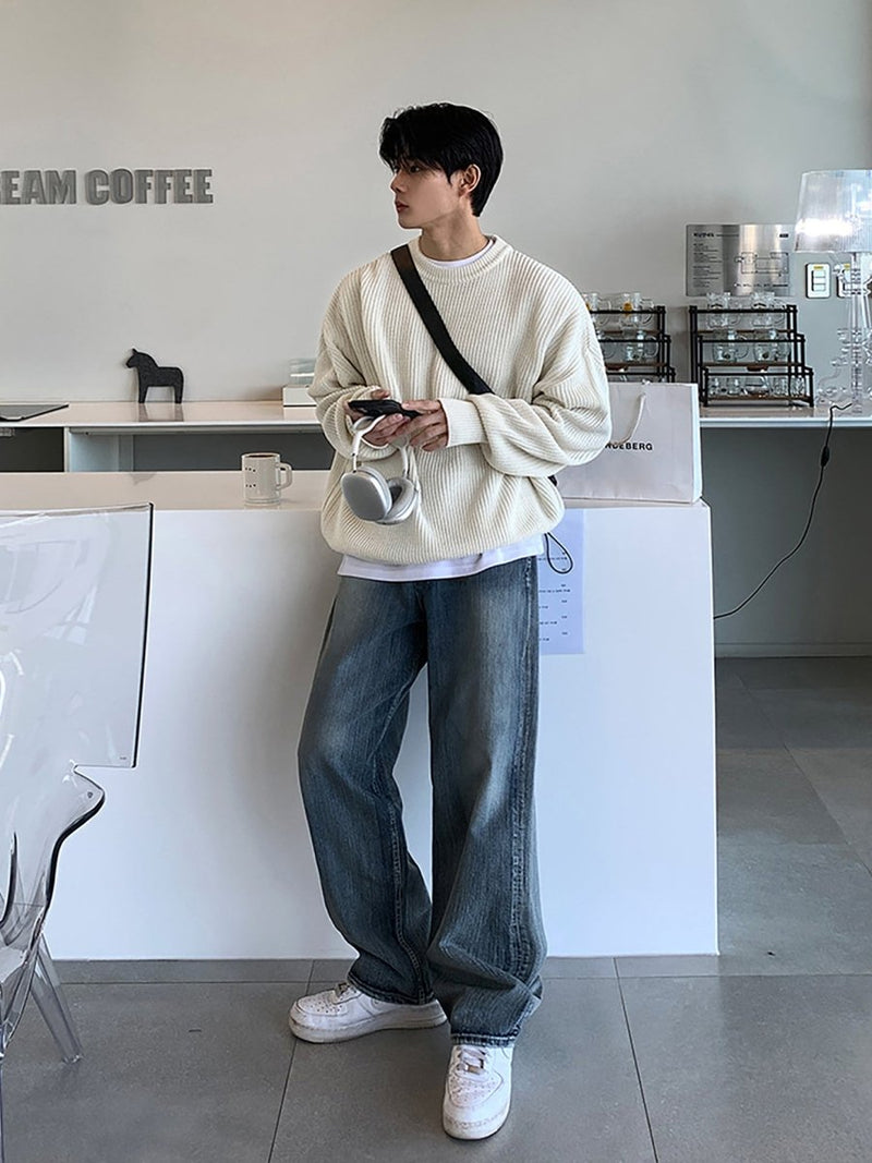 Round neck knit sweater OR4662 - 韓国メンズファッション通販 - ORUN - 