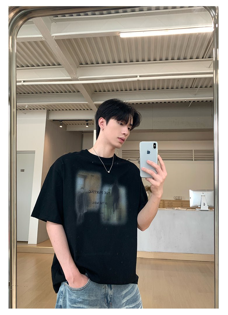 Round neck short sleeve T-shirt OR4439 - 韓国メンズファッション通販 - ORUN - 