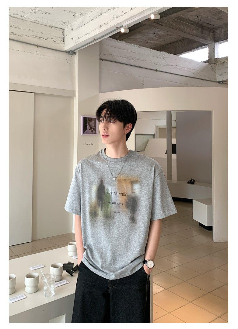 Round neck short sleeve T-shirt OR4439 - 韓国メンズファッション通販 - ORUN - 