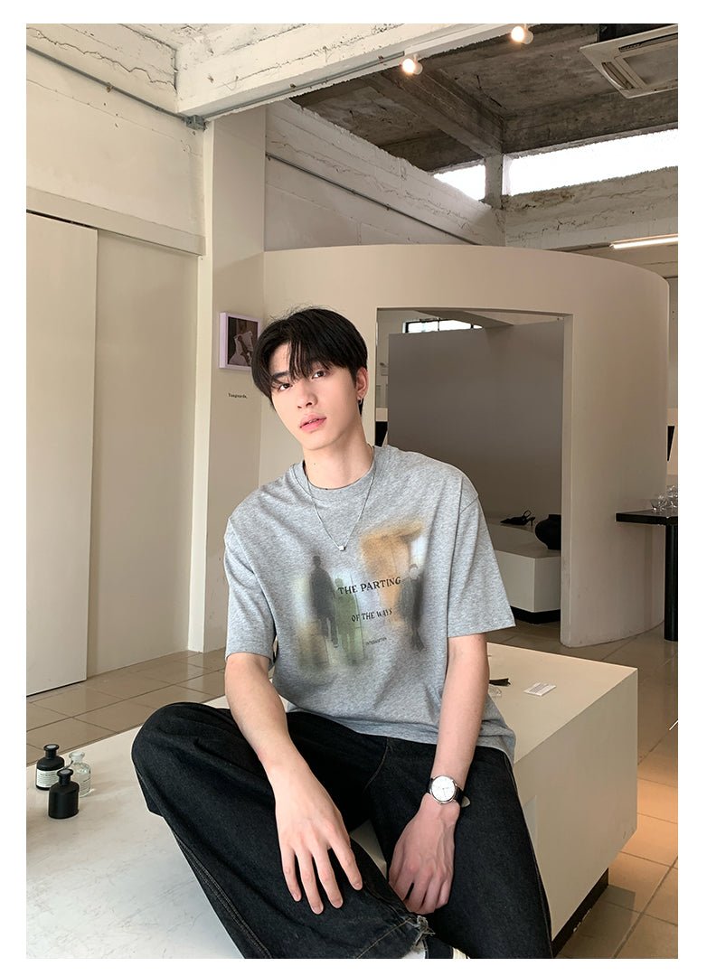 Round neck short sleeve T-shirt OR4439 - 韓国メンズファッション通販 - ORUN - 