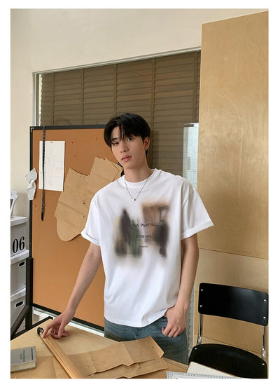 Round neck short sleeve T-shirt OR4439 - 韓国メンズファッション通販 - ORUN - 