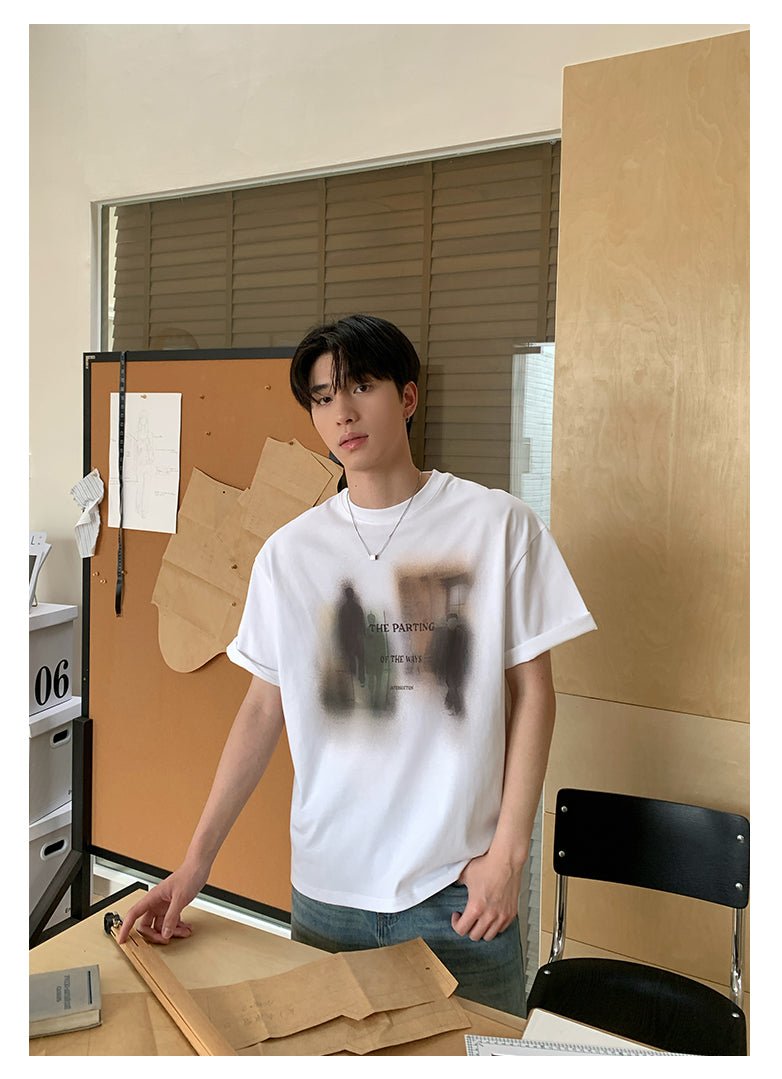 Round neck short sleeve T-shirt OR4439 - 韓国メンズファッション通販 - ORUN - 