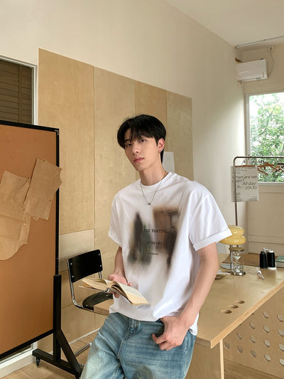 Round neck short sleeve T-shirt OR4439 - 韓国メンズファッション通販 - ORUN - 