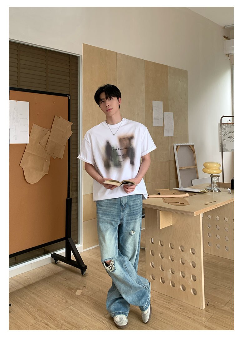 Round neck short sleeve T-shirt OR4439 - 韓国メンズファッション通販 - ORUN - 