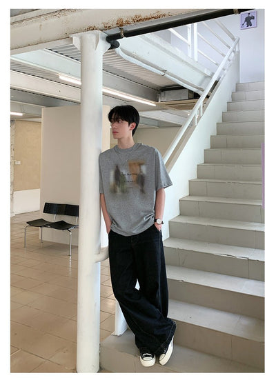 Round neck short sleeve T-shirt OR4439 - 韓国メンズファッション通販 - ORUN - 
